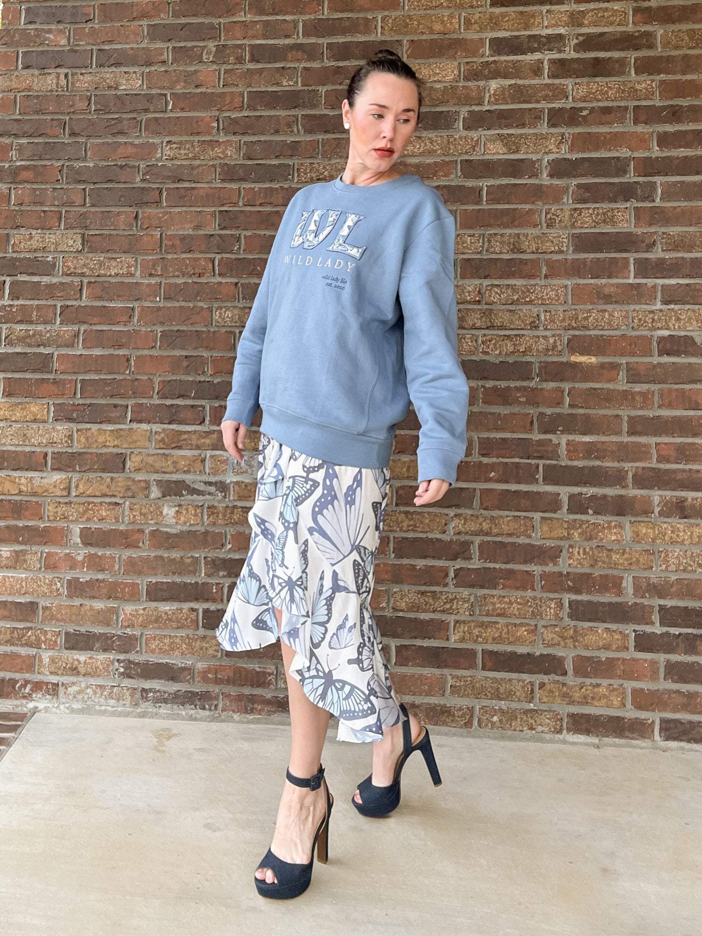 Wild Lady Unisex Sweatshirt in Cloudy Blue