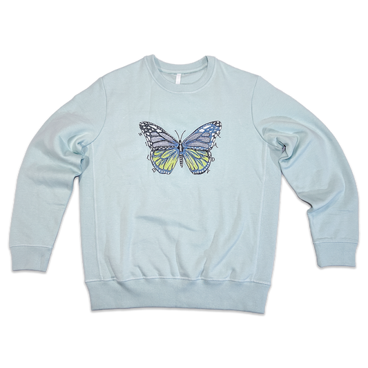 Wild Lady Embroidered Butterfly Sweatshirt in Seafoam