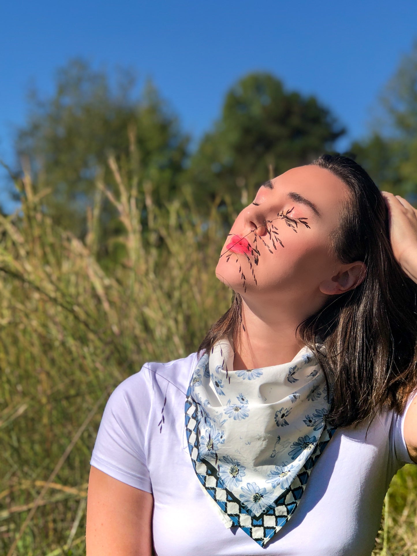 Blue Sketches Bandana Scarf