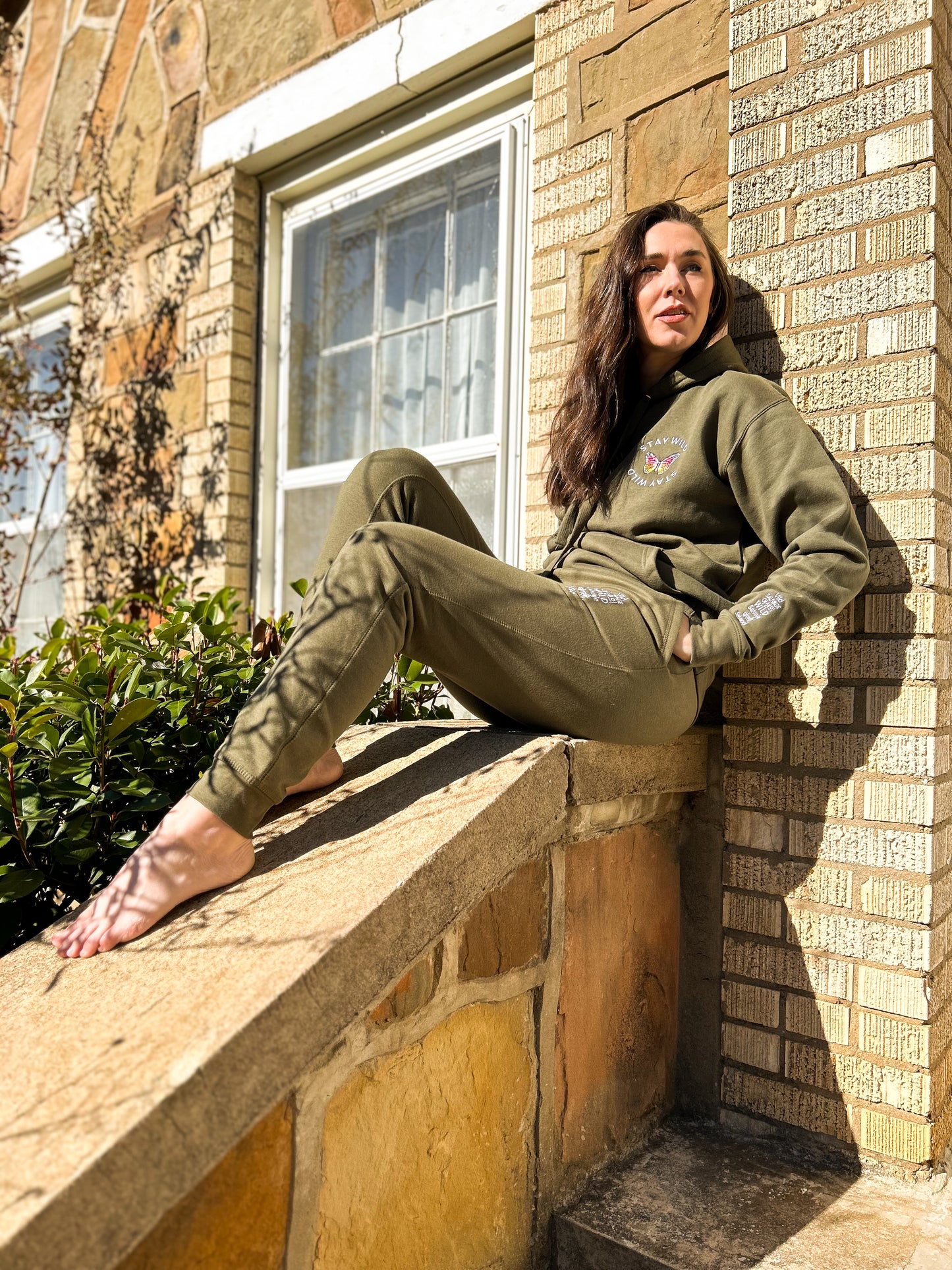 Stay Wild Unisex Hoodie in Olive