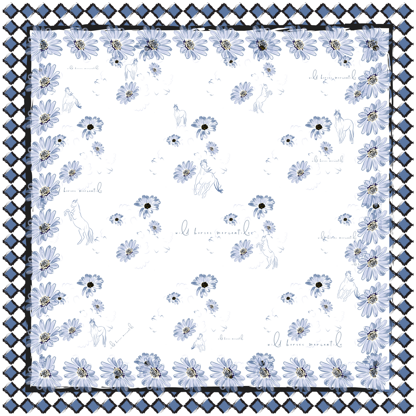 Blue Sketches Bandana Scarf