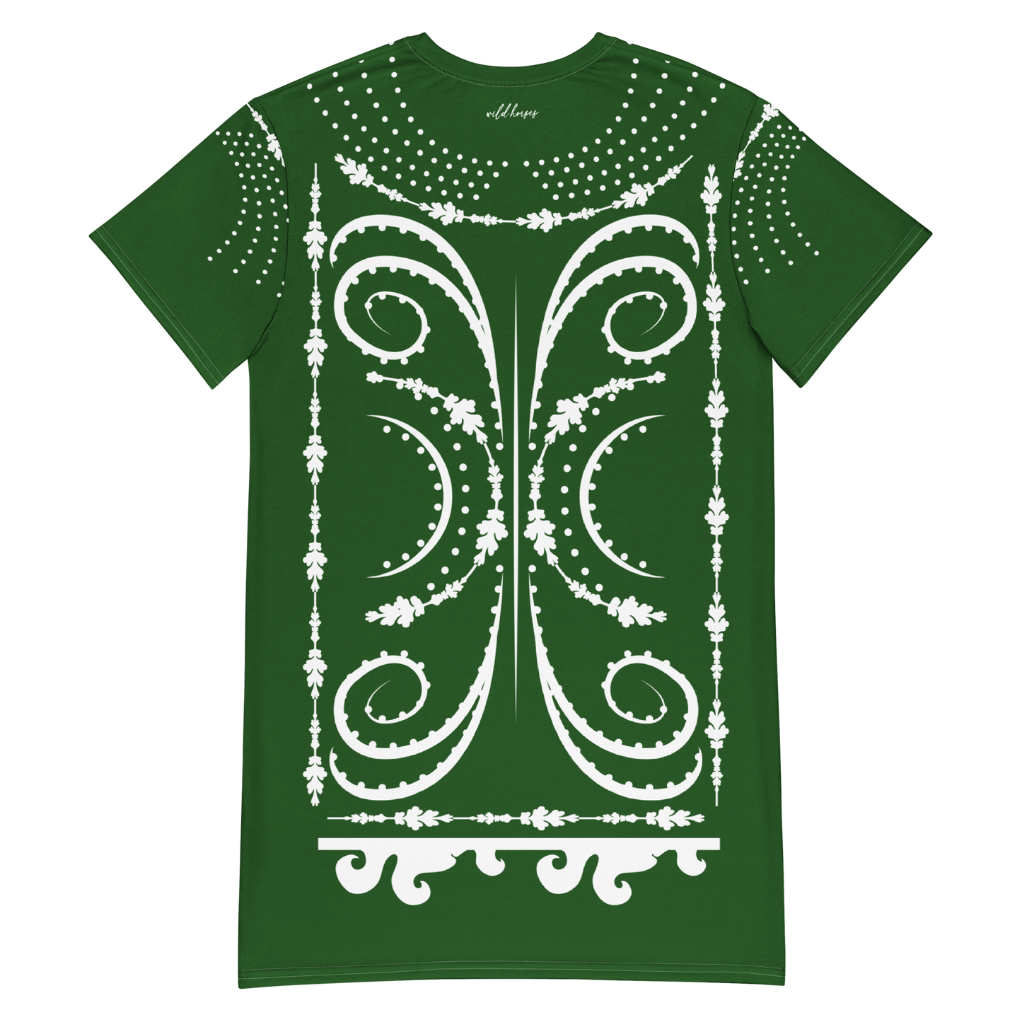Everyday Tee Shirt Dress in Green Paisley