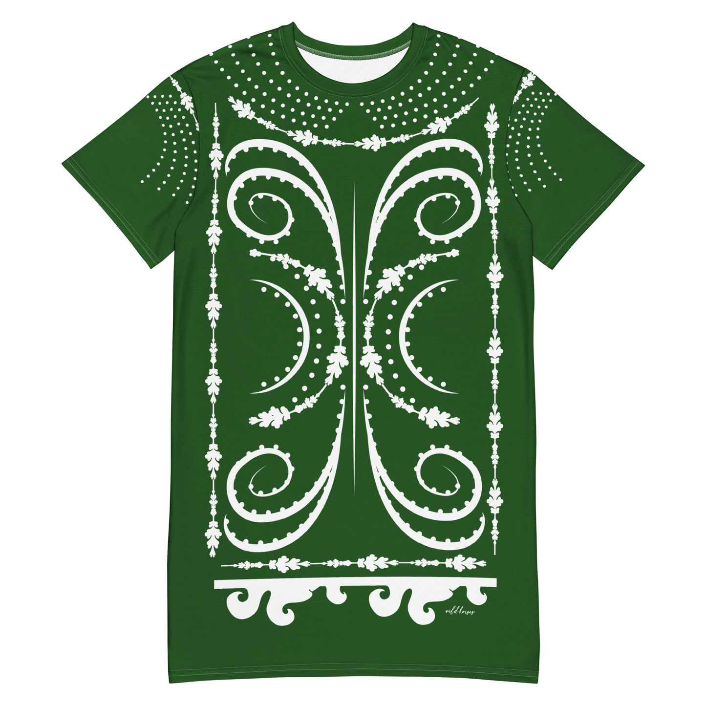 Everyday Tee Shirt Dress in Green Paisley