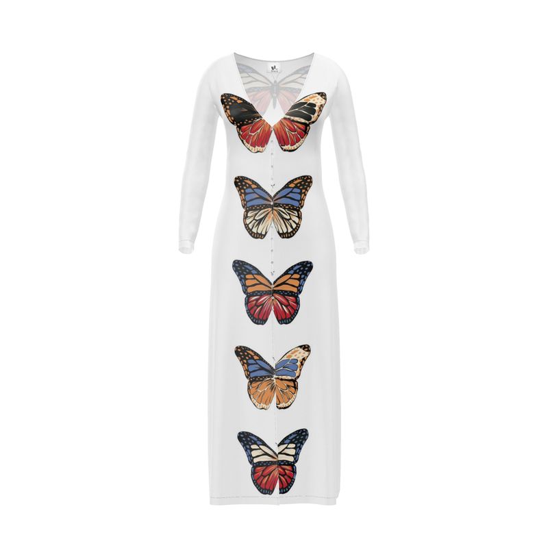Long Sleeve Silky Jersey Maxi Dress in Butterfly