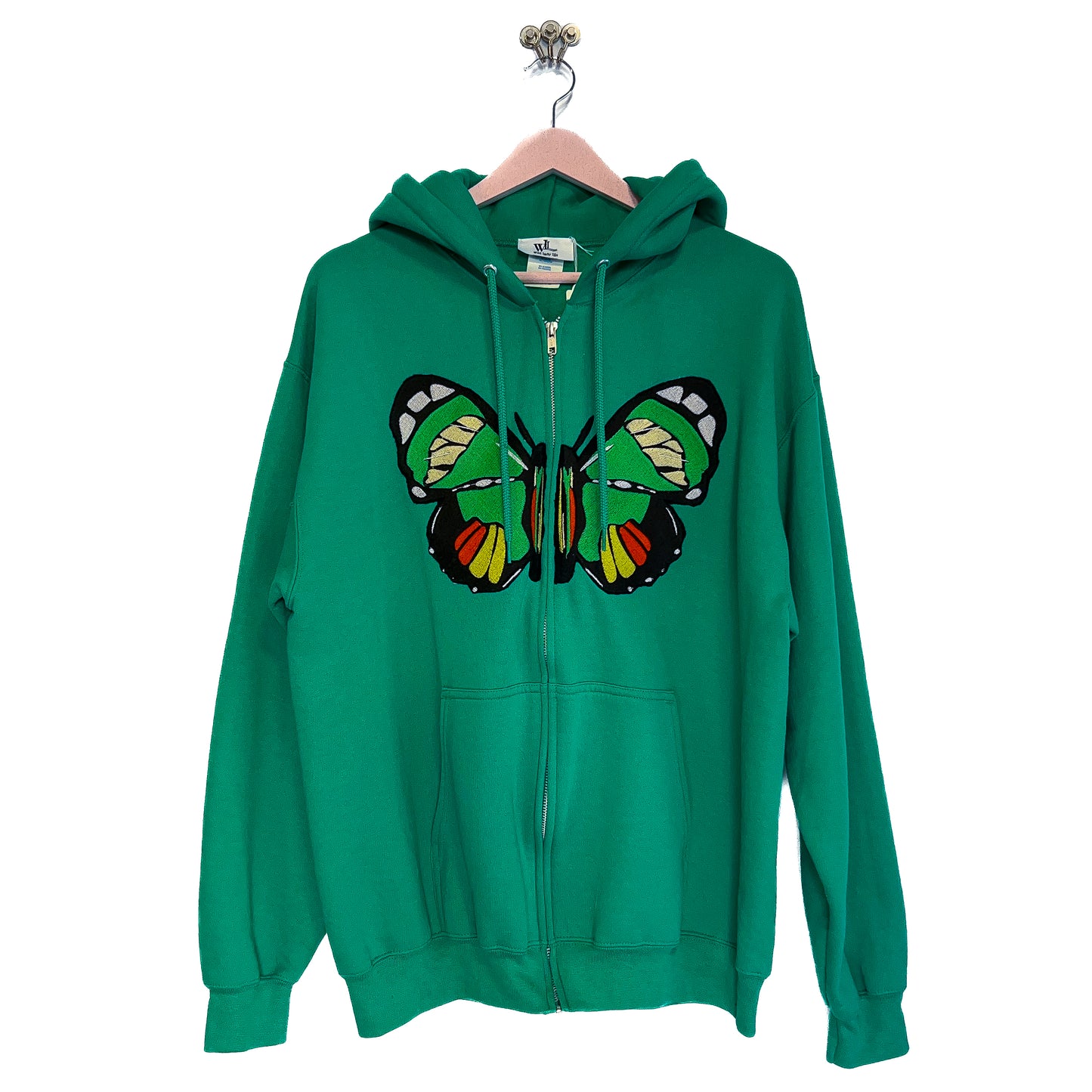 Green Zip Hoodie – “Big Butterfly Energy”