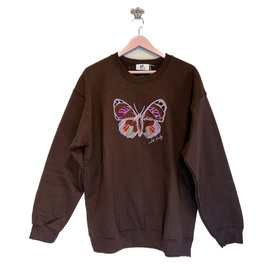 Chocolate Brown Crewneck – “Butterfly Season”