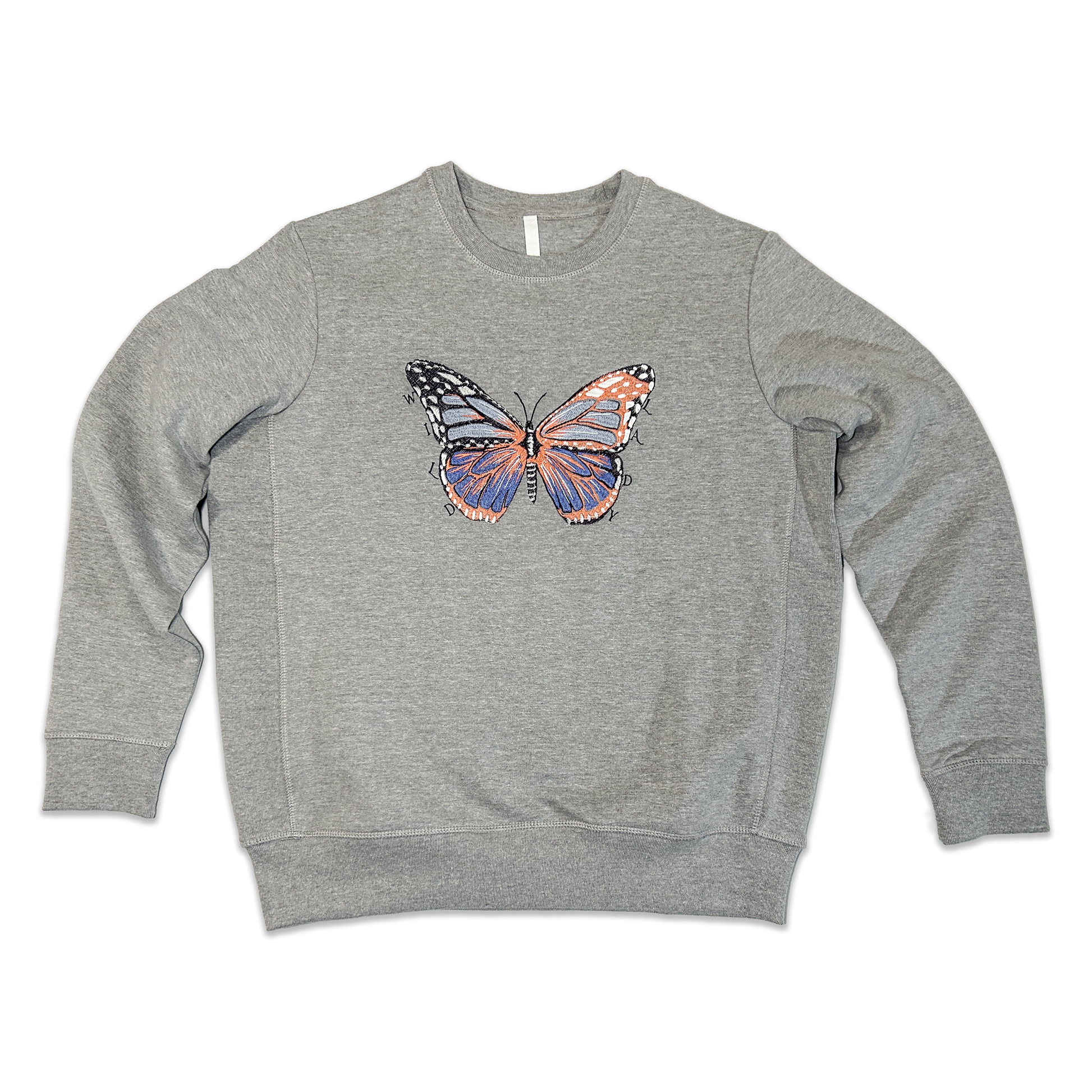 PRE ORDER Wild Lady Embroidered Butterfly Sweatshirt in Heather Gray