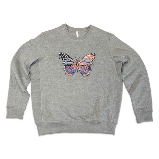 PRE-ORDER Wild Lady Embroidered Butterfly Sweatshirt in Heather Gray