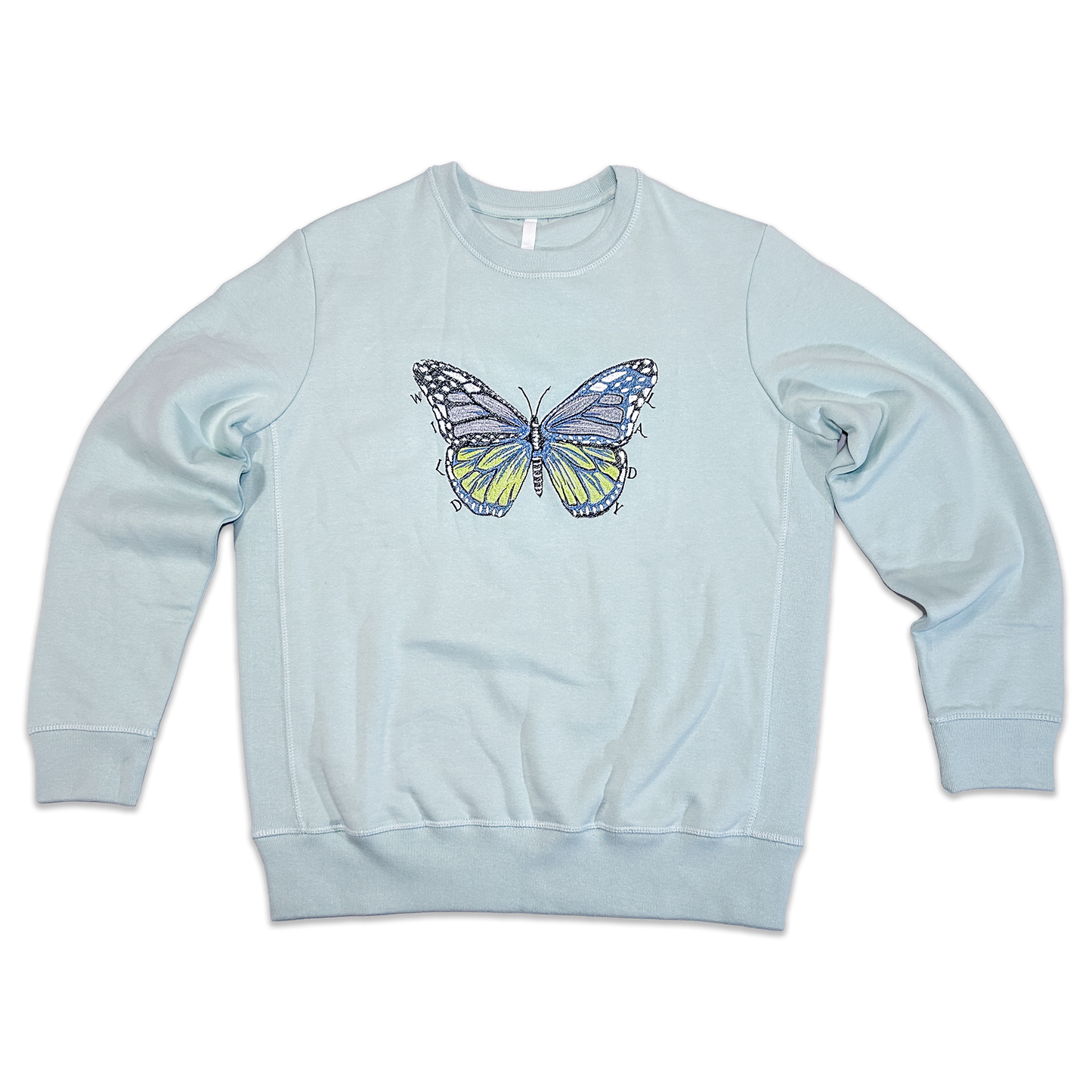 Wild Lady Embroidered Butterfly Sweatshirt in Seafoam