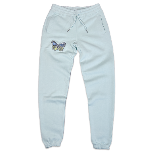 PRE-ORDER Wild Lady Butterfly Embroidered Sweatpant in Seafoam