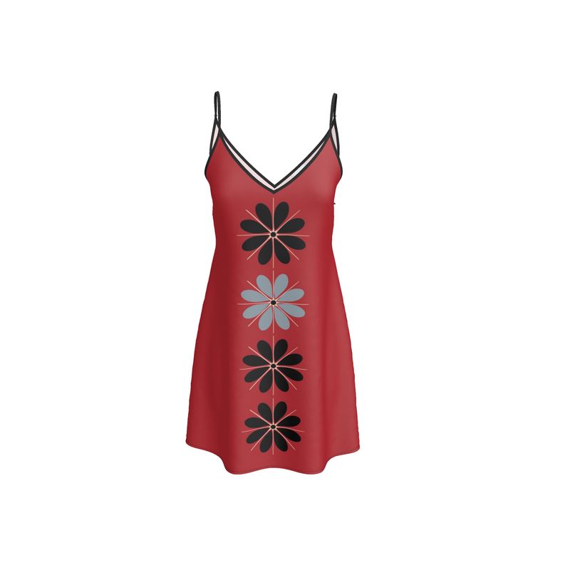 Silk Satin Slip Dress in Summer Red