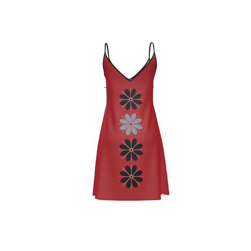 Silk Satin Slip Dress in Summer Red
