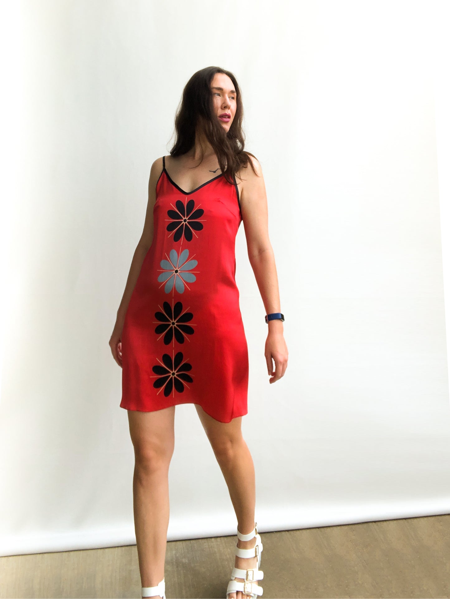 Satin Slip Dress in Summer Red