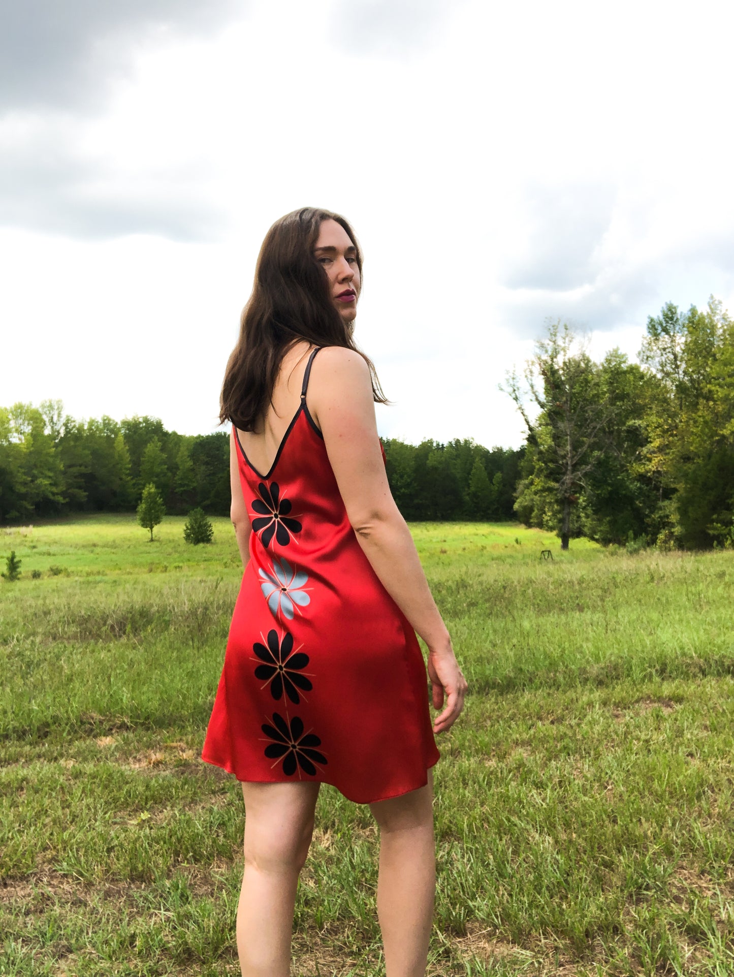 Satin Slip Dress in Summer Red