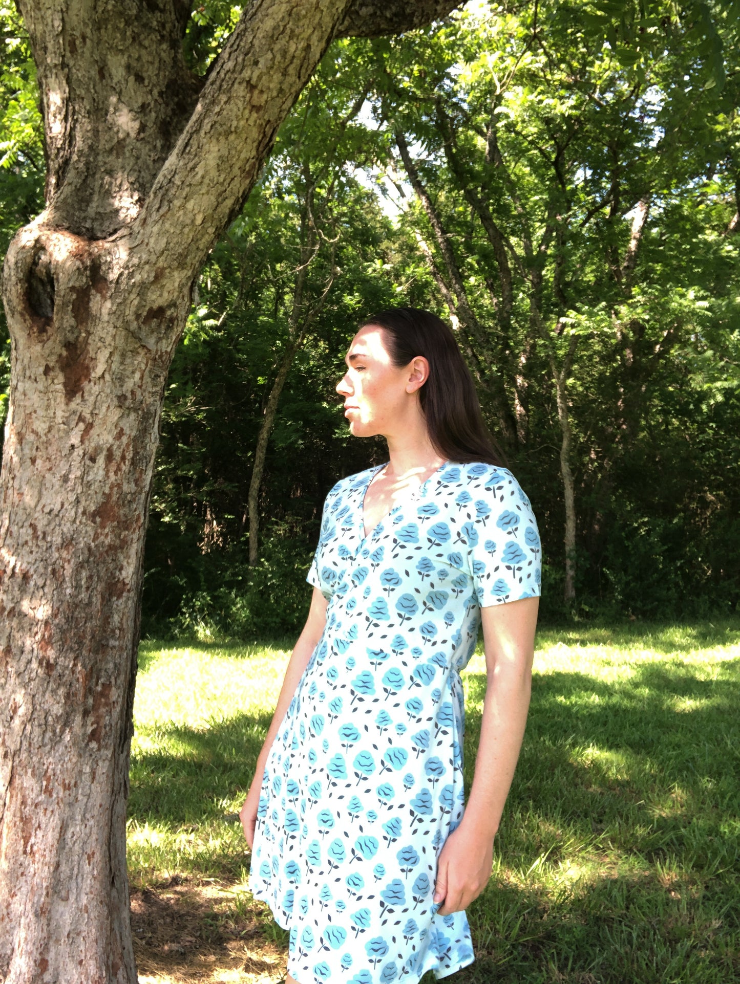 Short Sleeve Wrap Dress in Chubby Floral Mint