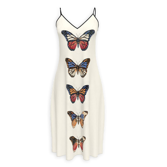 Crepe Midi Slip Dress in Butterfly