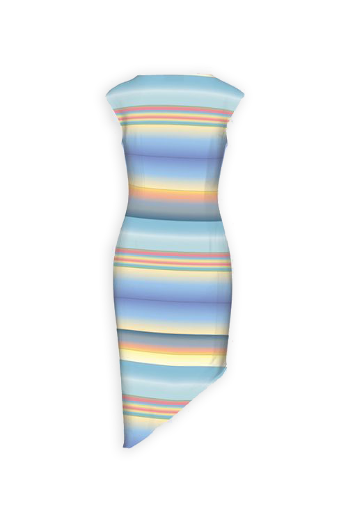 Asymmetric Bodycon Dress in Sunset Stripe