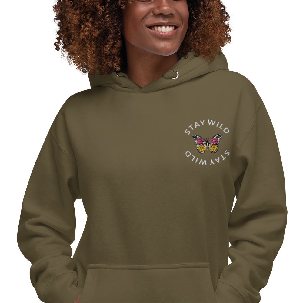 Stay Wild Unisex Hoodie in Olive